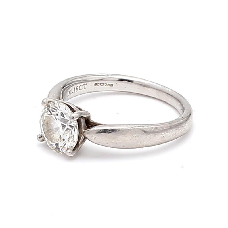 Tiffany & Co 1.18 Carat Round Brilliant H IF Diamond Platinum Engagement Ring For Sale 3