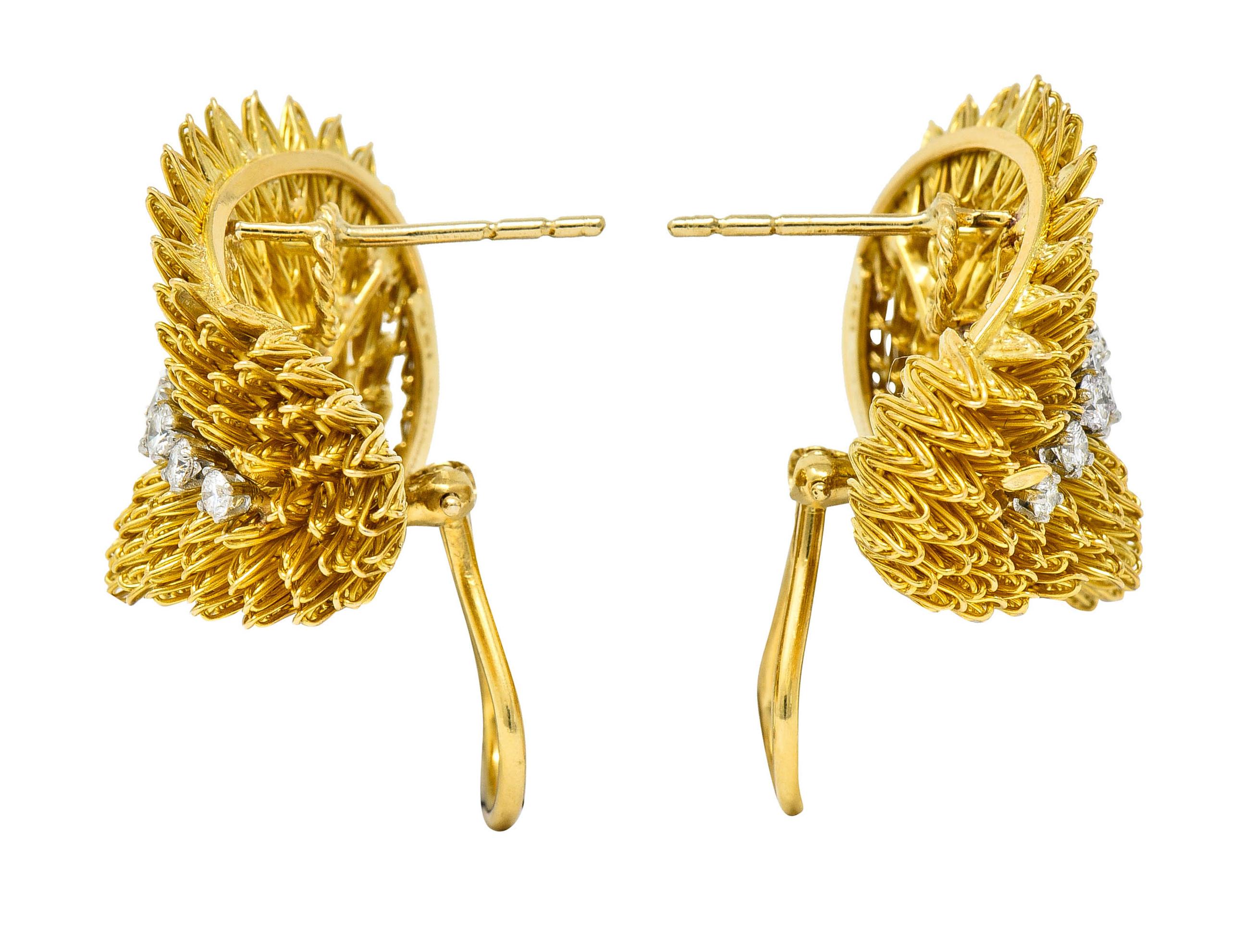 Contemporary Tiffany & Co. 1.18 Carats Diamond 18 Karat Gold Vintage Burst Earrings Earrings