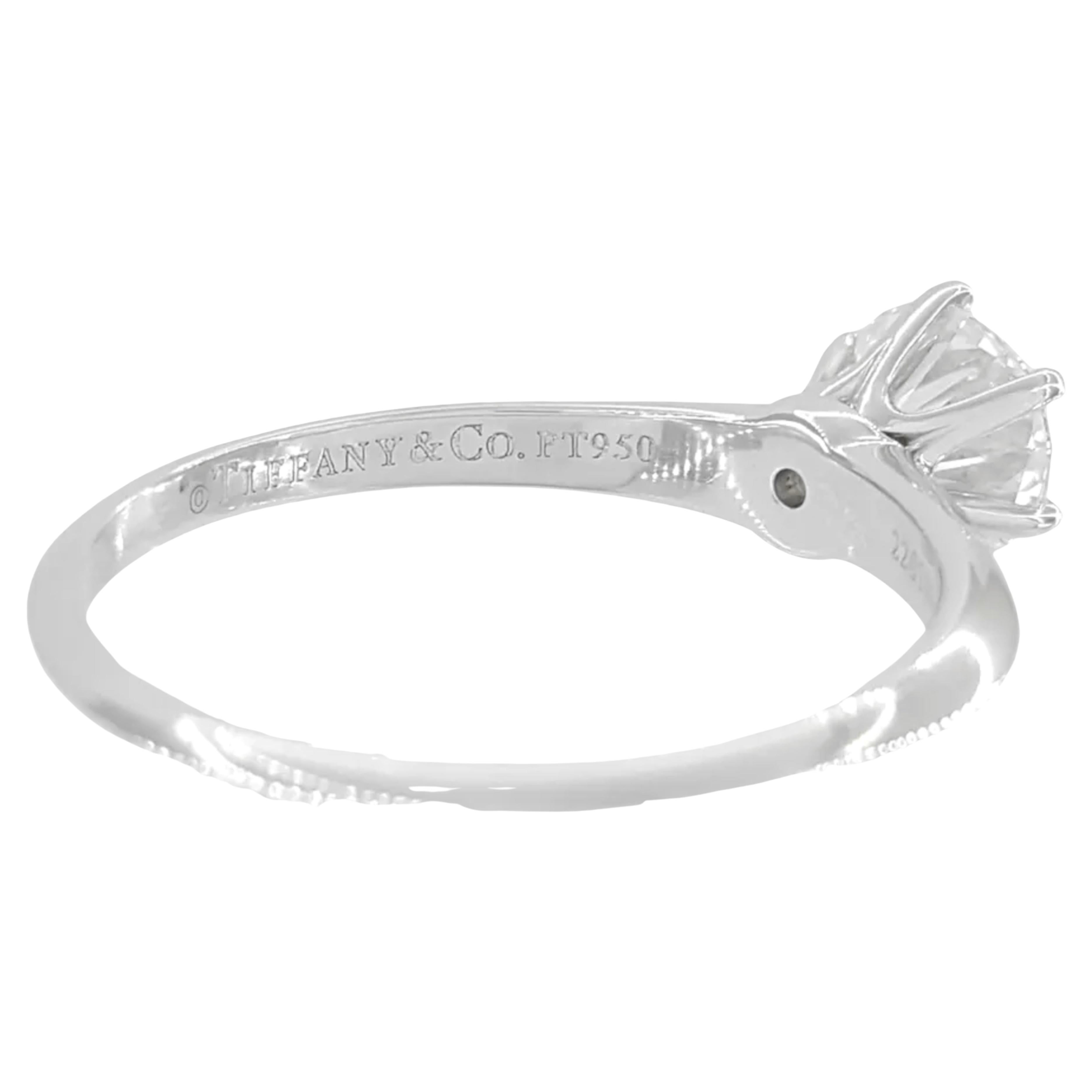 Round Cut Tiffany & Co. 1.18 Ct. Round Brilliant Cut Diamond Engagement Ring For Sale