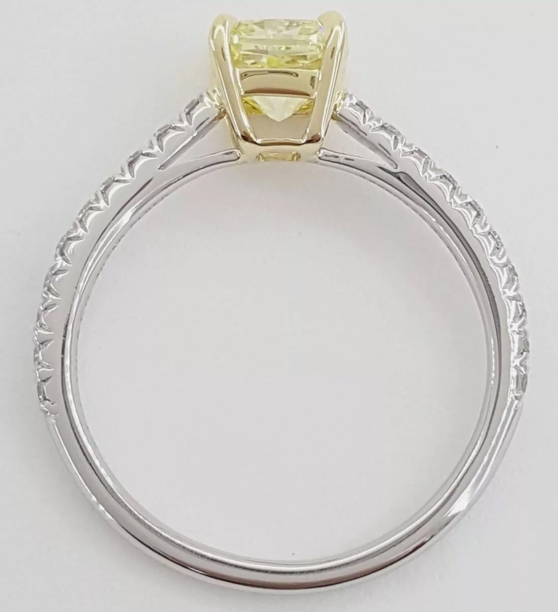 Women's Tiffany & Co., 1.19 Carat Fancy Intense Yellow Cushion Diamond Engagement Ring For Sale