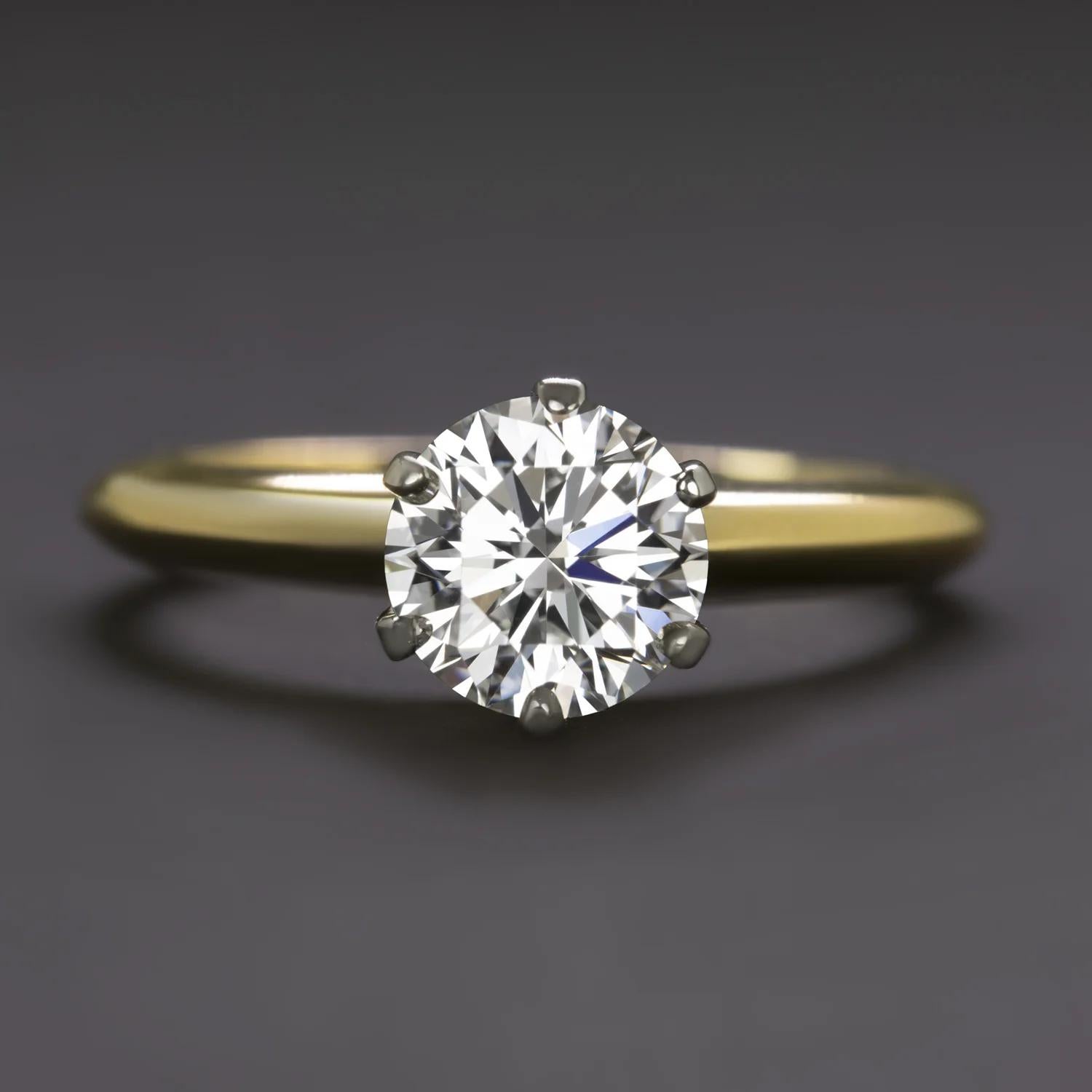 Tiffany & Co. 1.19ct Round Brilliant Diamond Solitaire Ring in 18k & Plat Excellent état - En vente à Chicago, IL