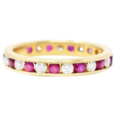 Tiffany & Co. 1.20 Carat Diamond Ruby 18 Karat Yellow Gold Vintage Eternity Ring