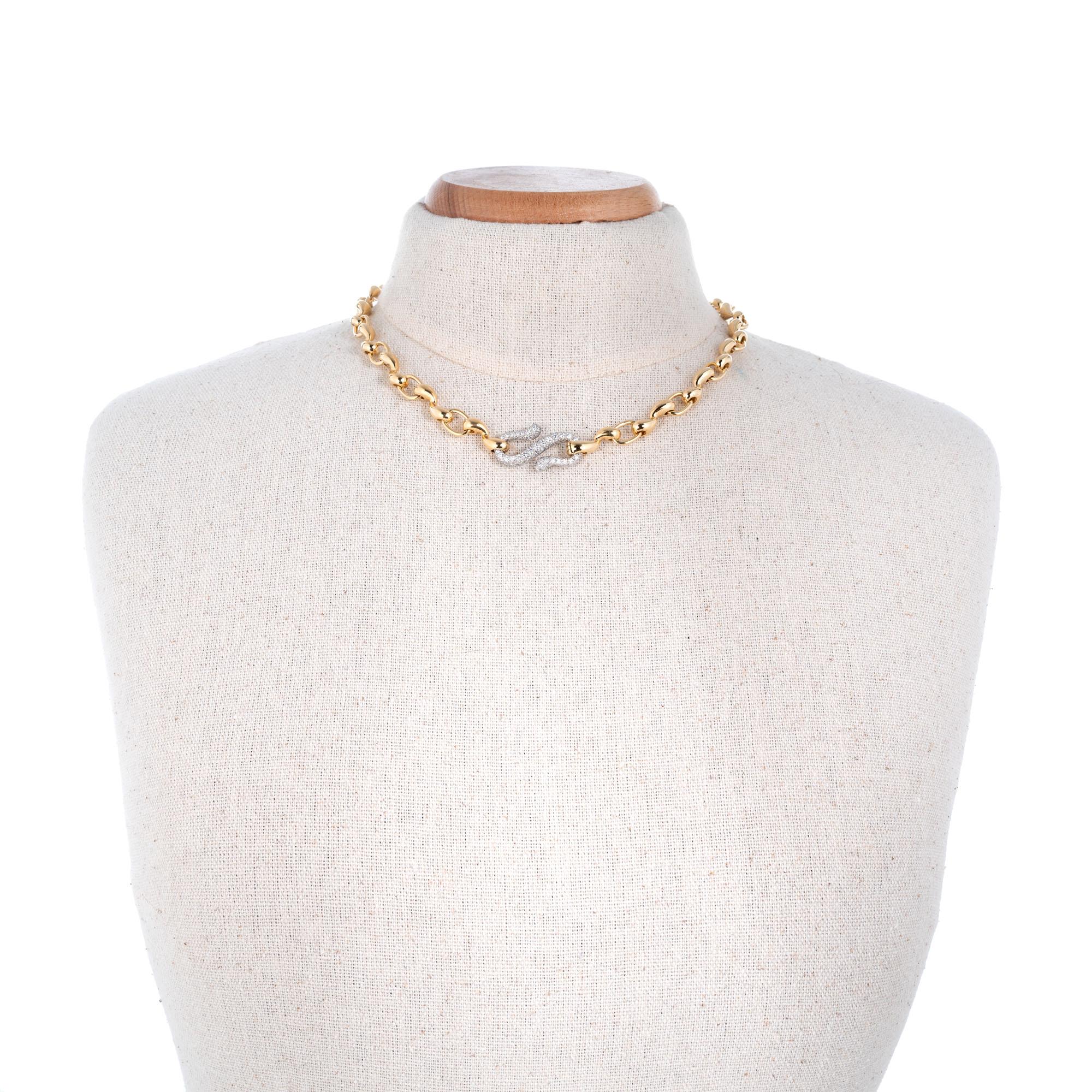 Tiffany & Co 1.20 Carat Diamond Yellow Gold Platinum Swirl Link Necklace 1