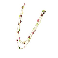Tiffany & Co 120 Carat Multi Color Tourmaline Yellow Gold Long Chain Necklace
