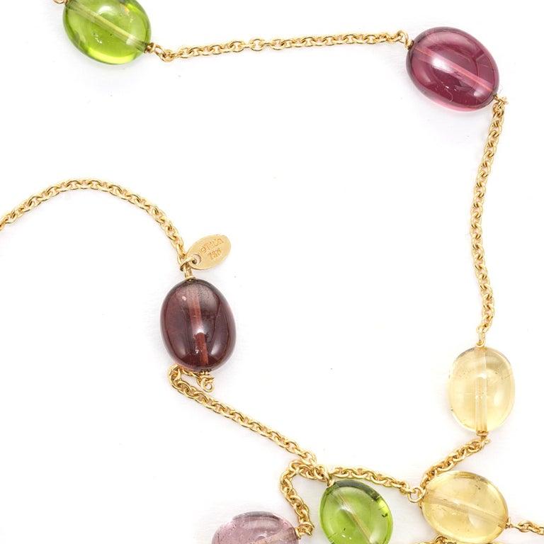 Women's Tiffany & Co 120 Carat Multi Color Tourmaline Yellow Gold Long Chain Necklace