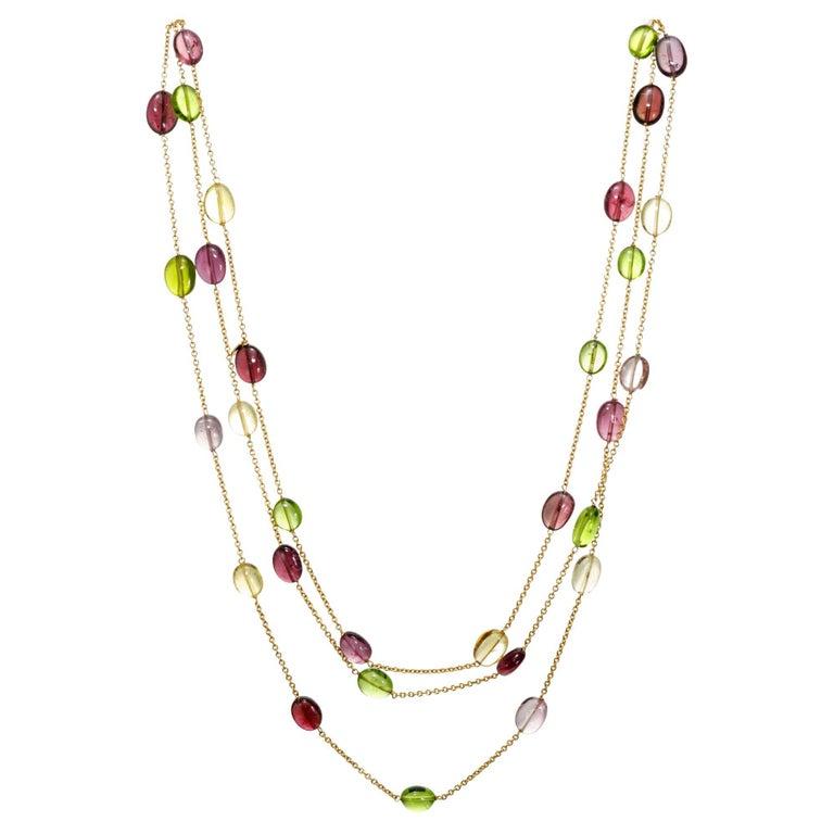 Tiffany & Co 120 Carat Multi Color Tourmaline Yellow Gold Long Chain Necklace 1