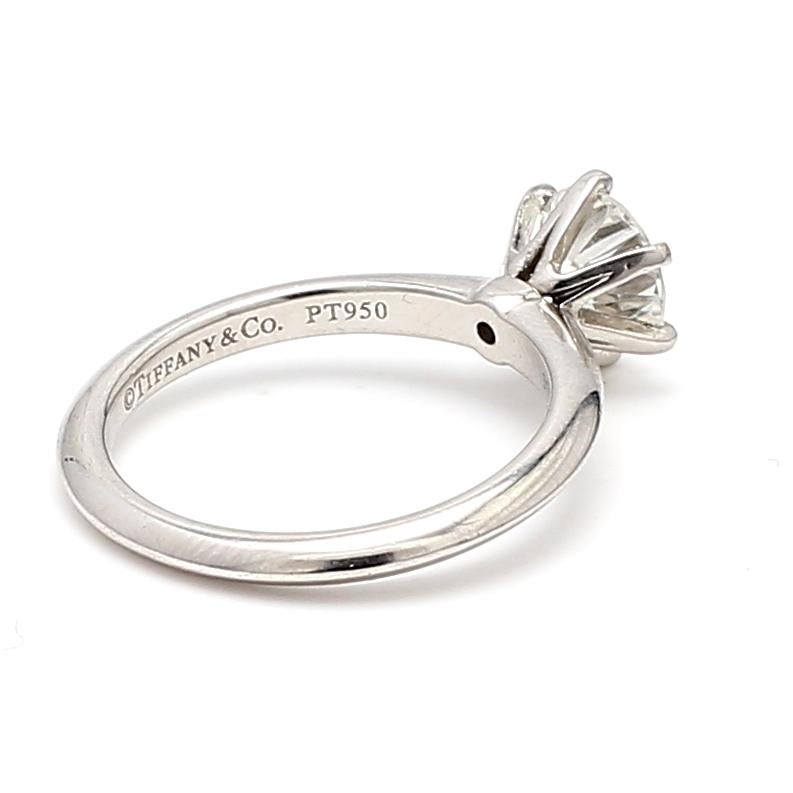 Women's Tiffany & Co 1.20 Carat Round Brilliant Diamond Platinum Engagement Ring For Sale