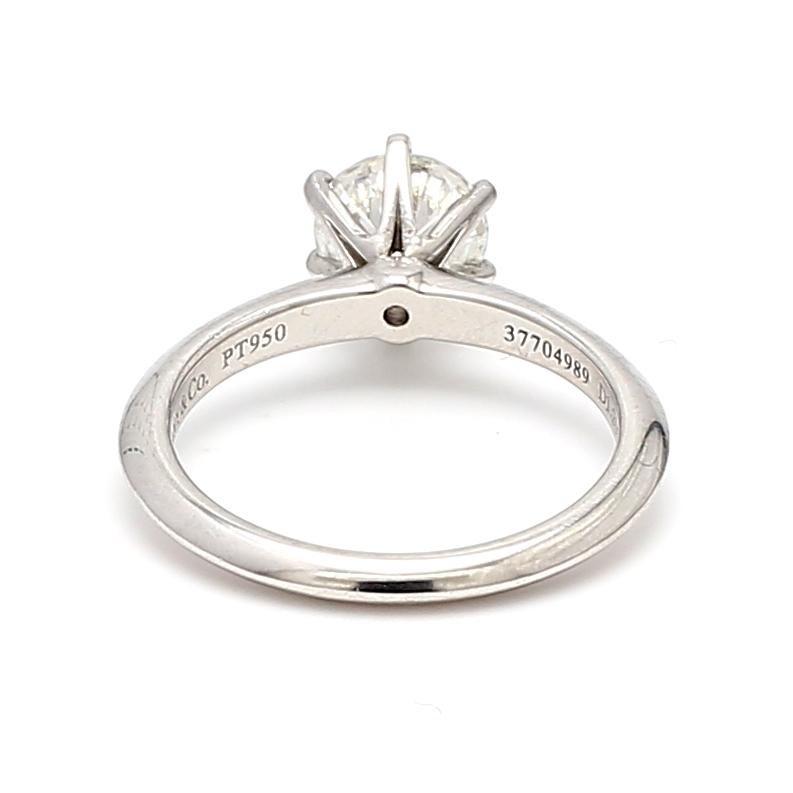 Tiffany & Co 1.20 Carat Round Brilliant Diamond Platinum Engagement Ring For Sale 1