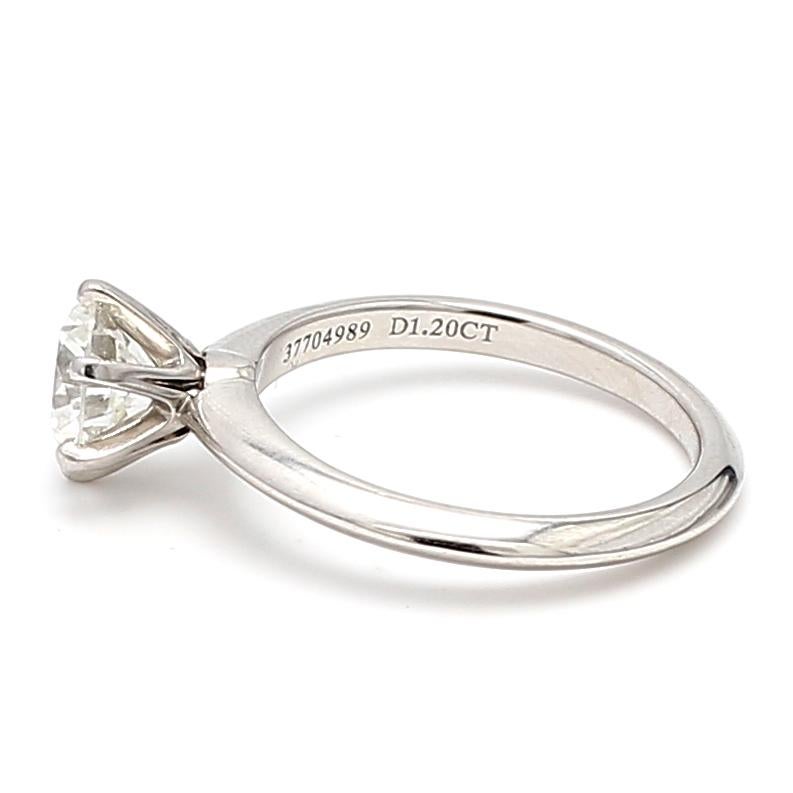 Tiffany & Co 1.20 Carat Round Brilliant Diamond Platinum Engagement Ring For Sale 2