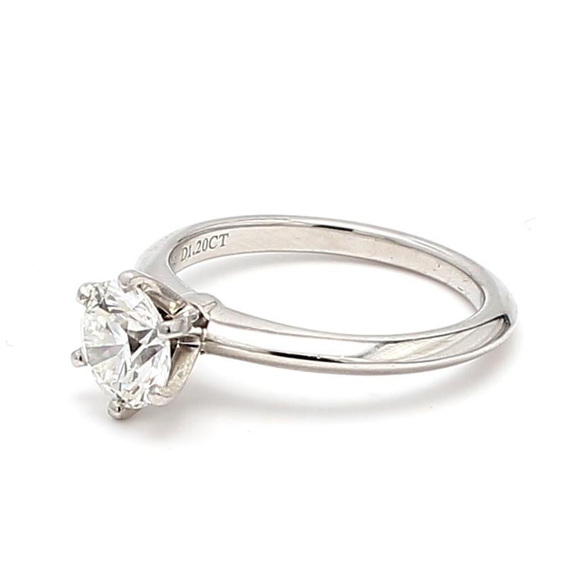 Tiffany & Co 1.20 Carat Round Brilliant Diamond Platinum Engagement Ring For Sale 3