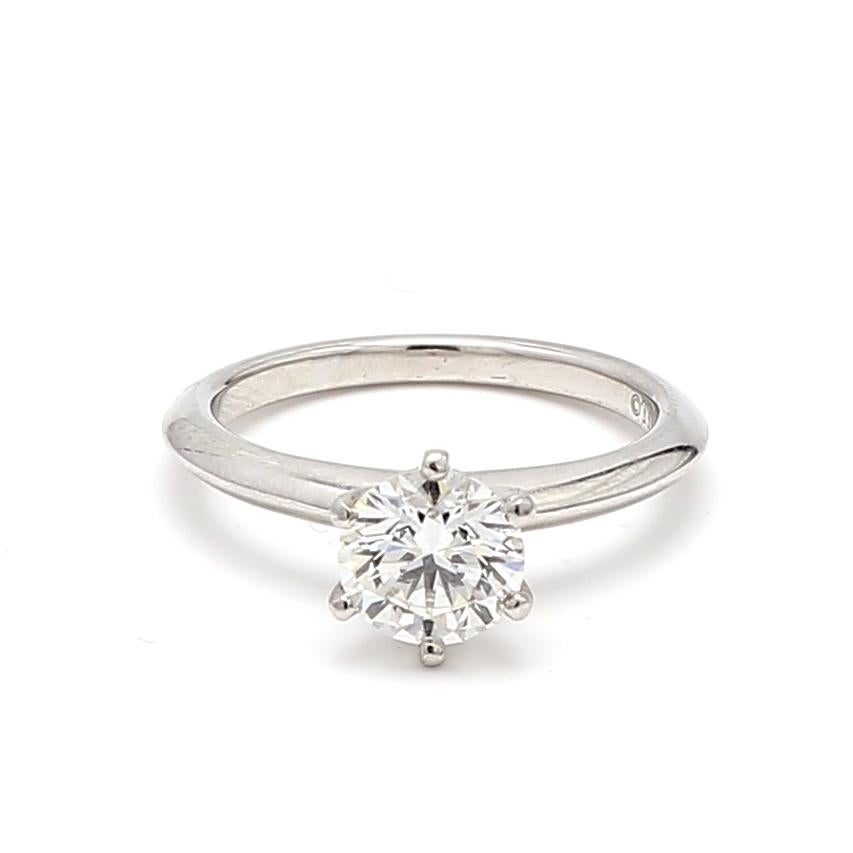 Tiffany & Co 1.20 Carat Round Brilliant Diamond Platinum Engagement Ring For Sale 4