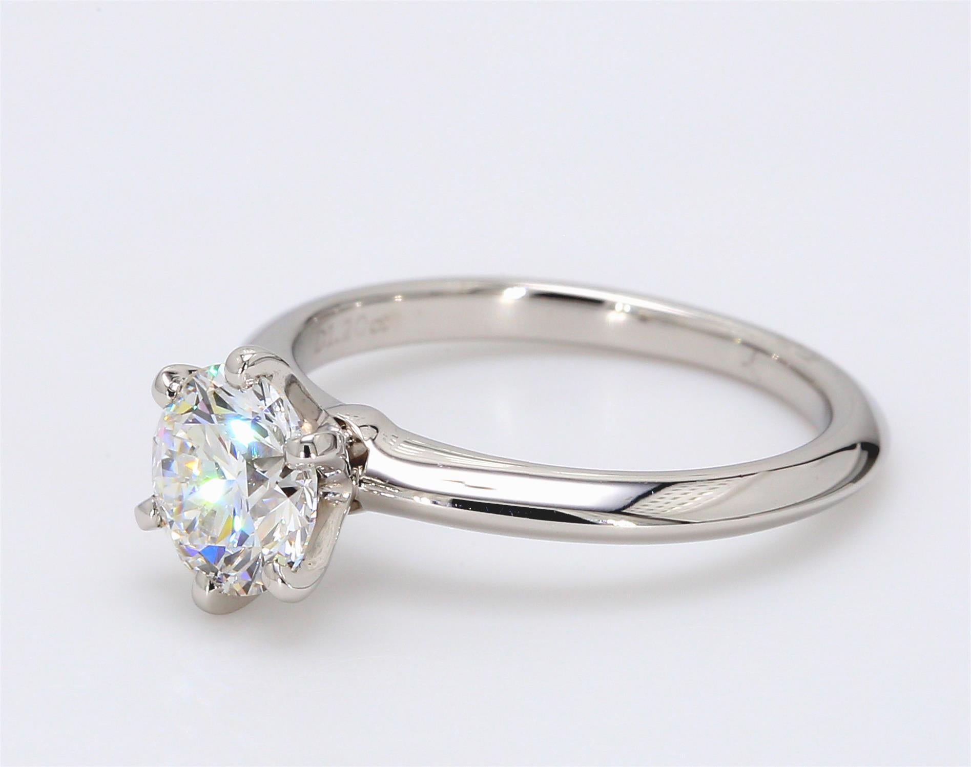 Tiffany & Co 1.20 Carat Round Brilliant F VS1 Diamond Platinum Engagement Ring For Sale 5