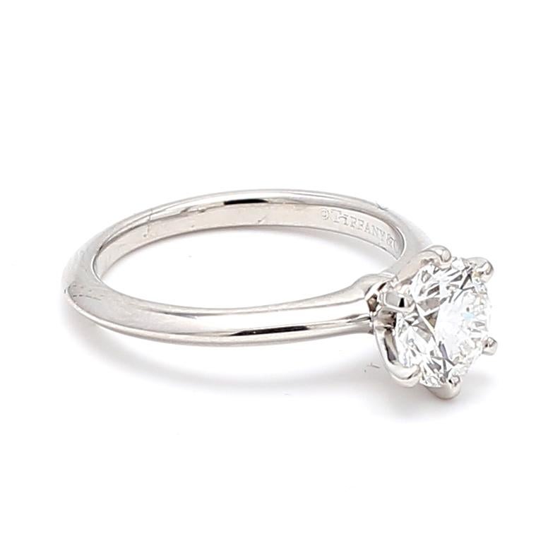 Brilliant Cut Tiffany & Co 1.20 Carat Round Brilliant F VS1 Diamond Platinum Engagement Ring For Sale