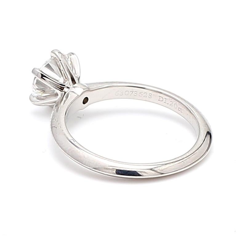 Tiffany & Co 1.20 Carat Round Brilliant F VS1 Diamond Platinum Engagement Ring For Sale 2