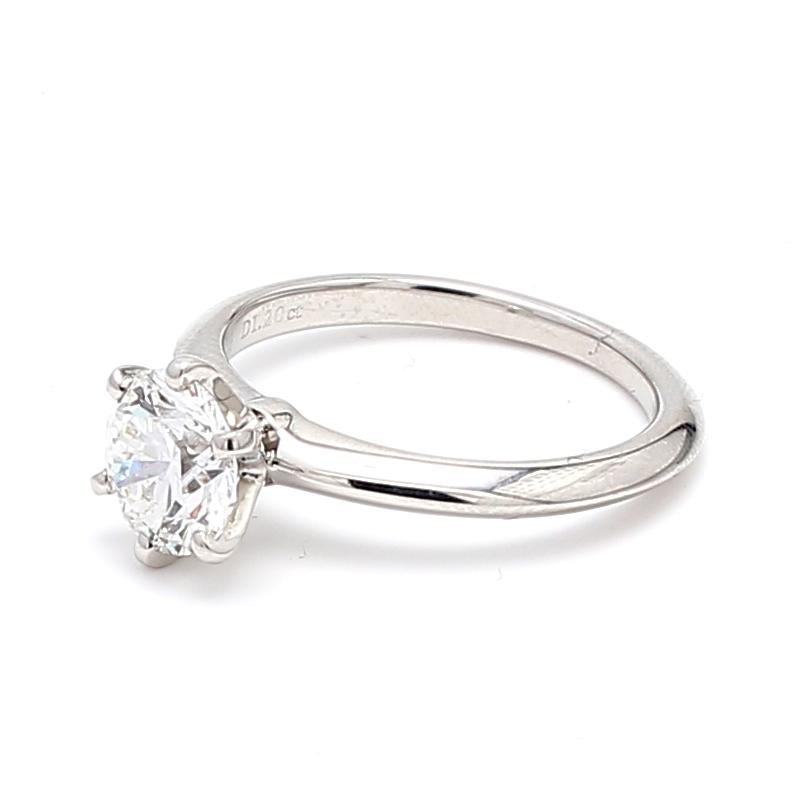 Tiffany & Co 1.20 Carat Round Brilliant F VS1 Diamond Platinum Engagement Ring For Sale 4