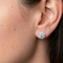 Tiffany & Co. 1.20 Ct Diamond Halo Stud Earrings Platinum E VS
