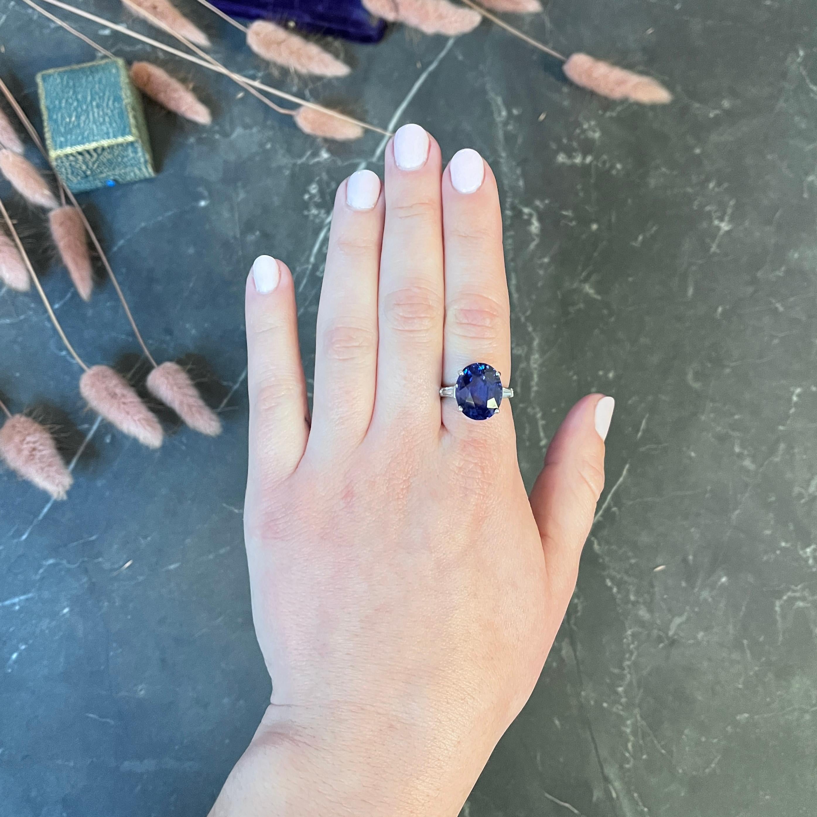 Tiffany & Co. Platinring mit 12,17 Karat unbehandeltem Ceylon-Saphir und Diamant 7