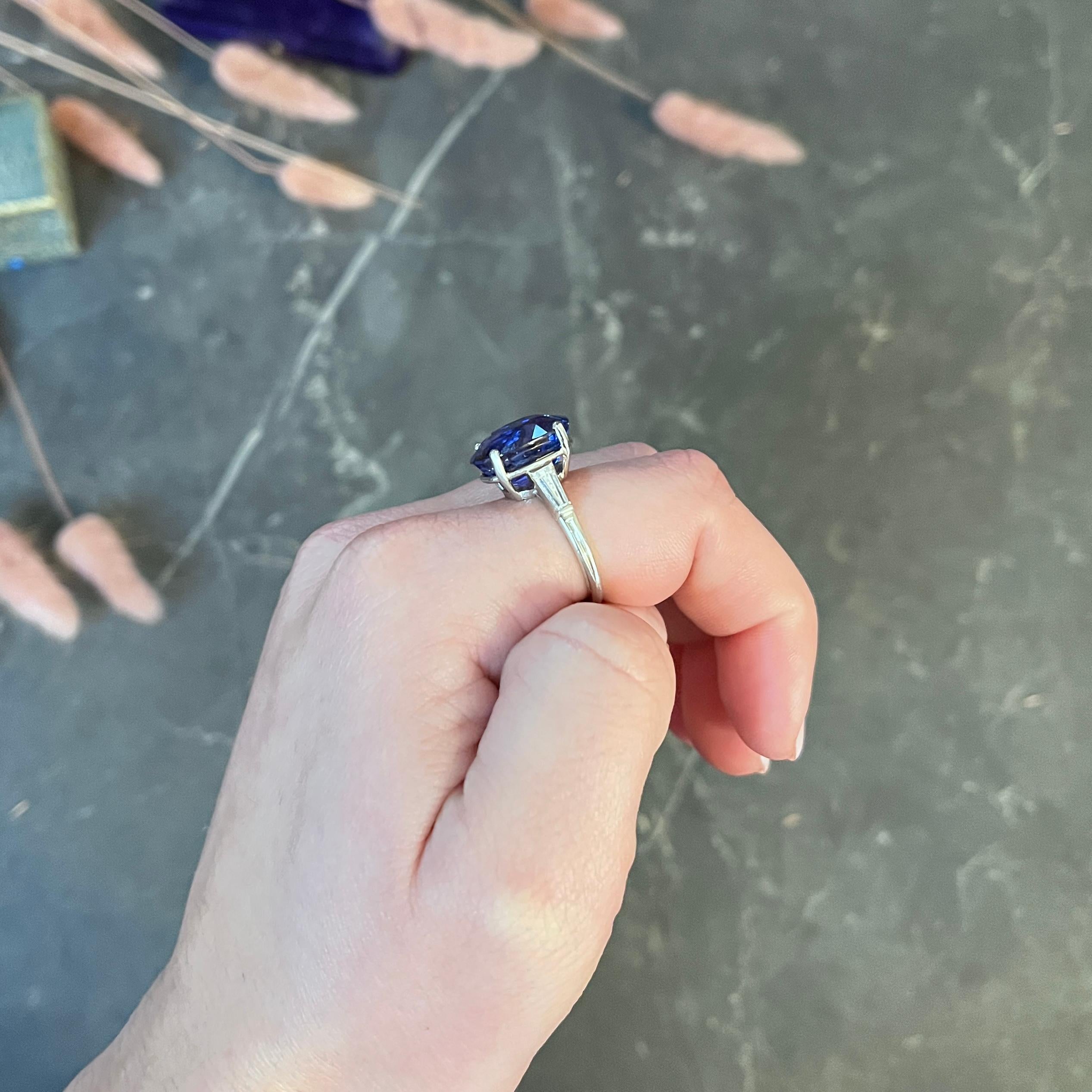 Tiffany & Co. Platinring mit 12,17 Karat unbehandeltem Ceylon-Saphir und Diamant 8