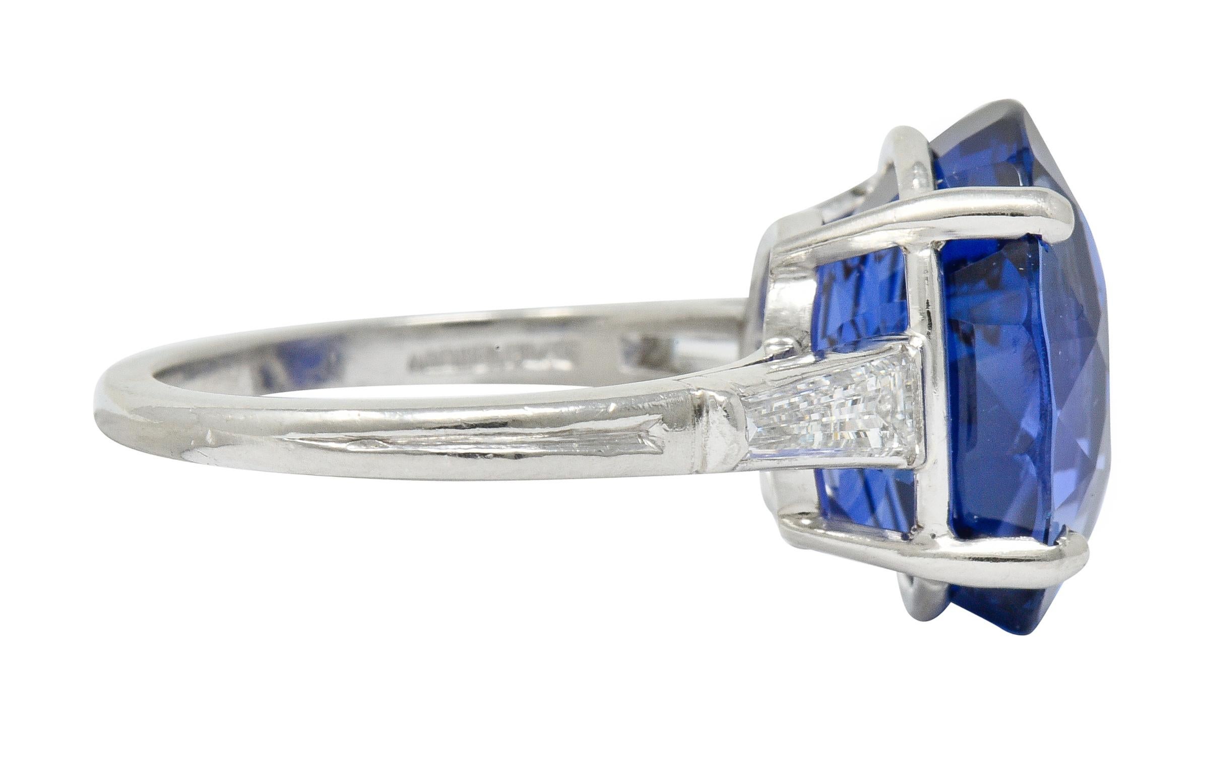 Tiffany & Co. Platinring mit 12,17 Karat unbehandeltem Ceylon-Saphir und Diamant (Retro)