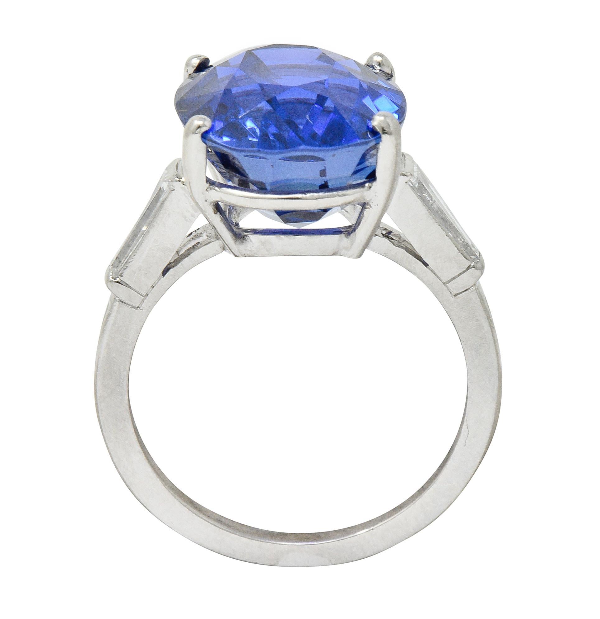 Tiffany & Co. Platinring mit 12,17 Karat unbehandeltem Ceylon-Saphir und Diamant 1