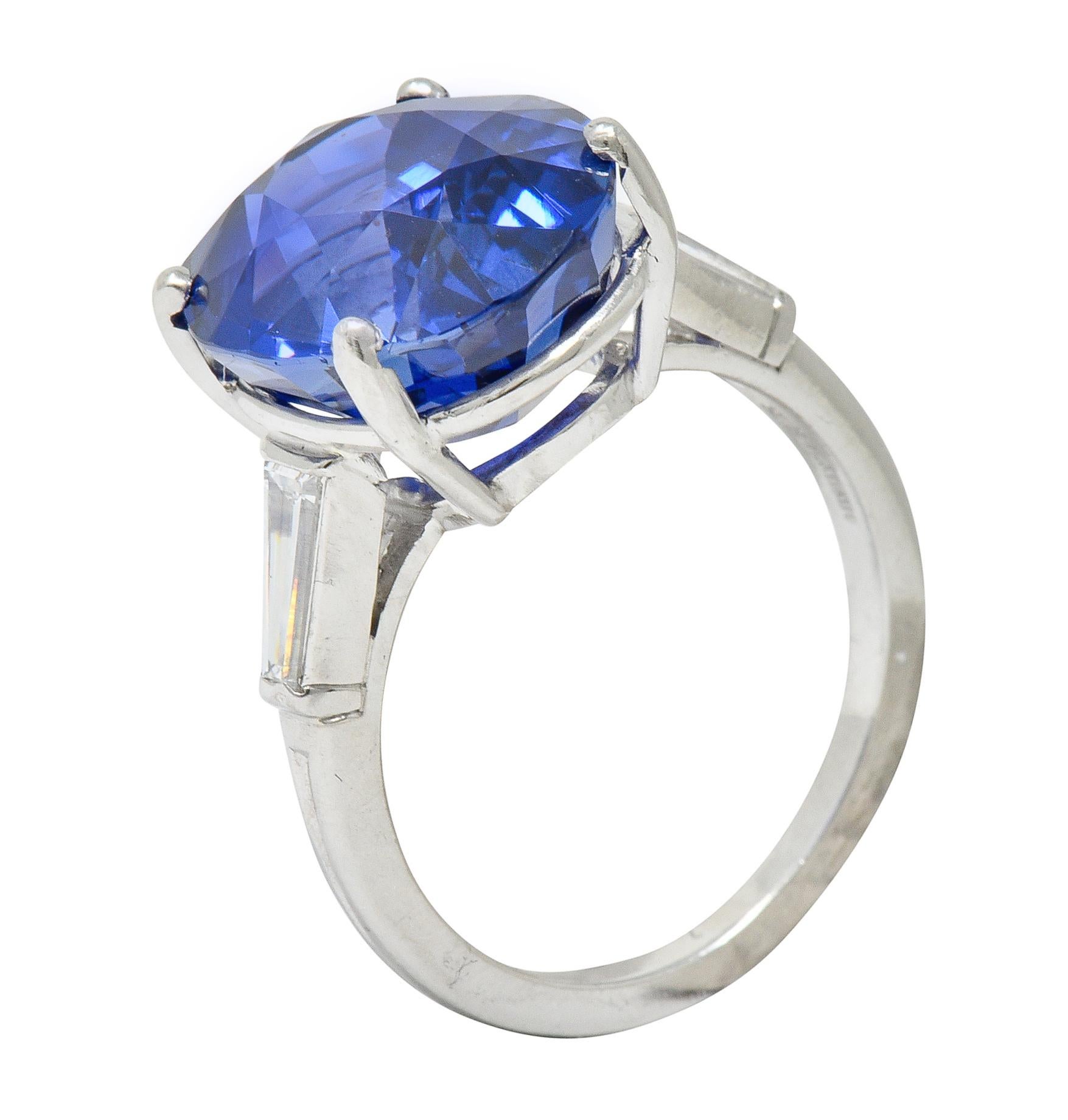 Tiffany & Co. Platinring mit 12,17 Karat unbehandeltem Ceylon-Saphir und Diamant 3