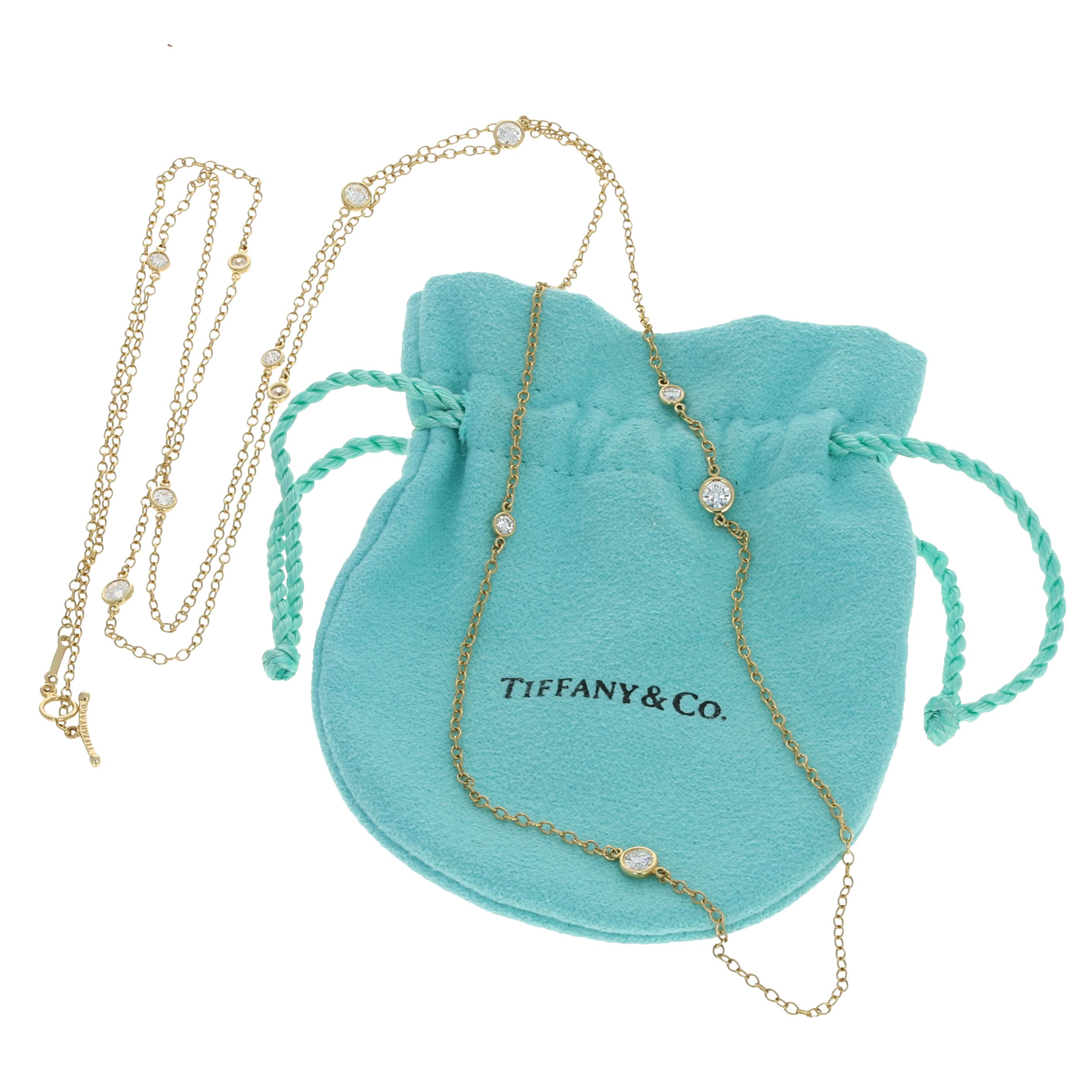 Tiffany & Co. 1.21ctw Round Cut Diamond Elsa Peretti Sprinkles Necklace 18K Gold 1