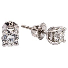 Tiffany & Co. 1.22 Carat Total Weight Diamond Stud Earrings in Platinum