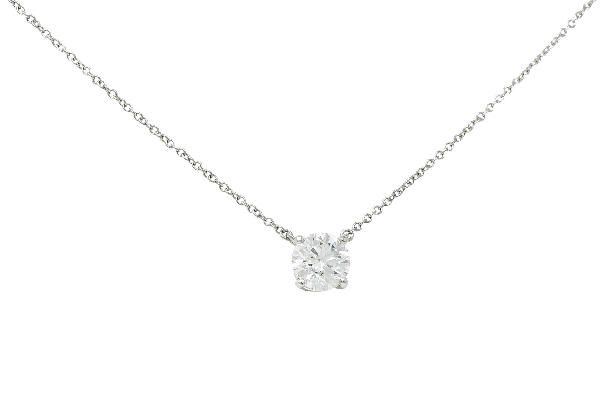 Tiffany & Co. 1.22 Carats Diamond Platinum Solitaire Necklace GIA 2