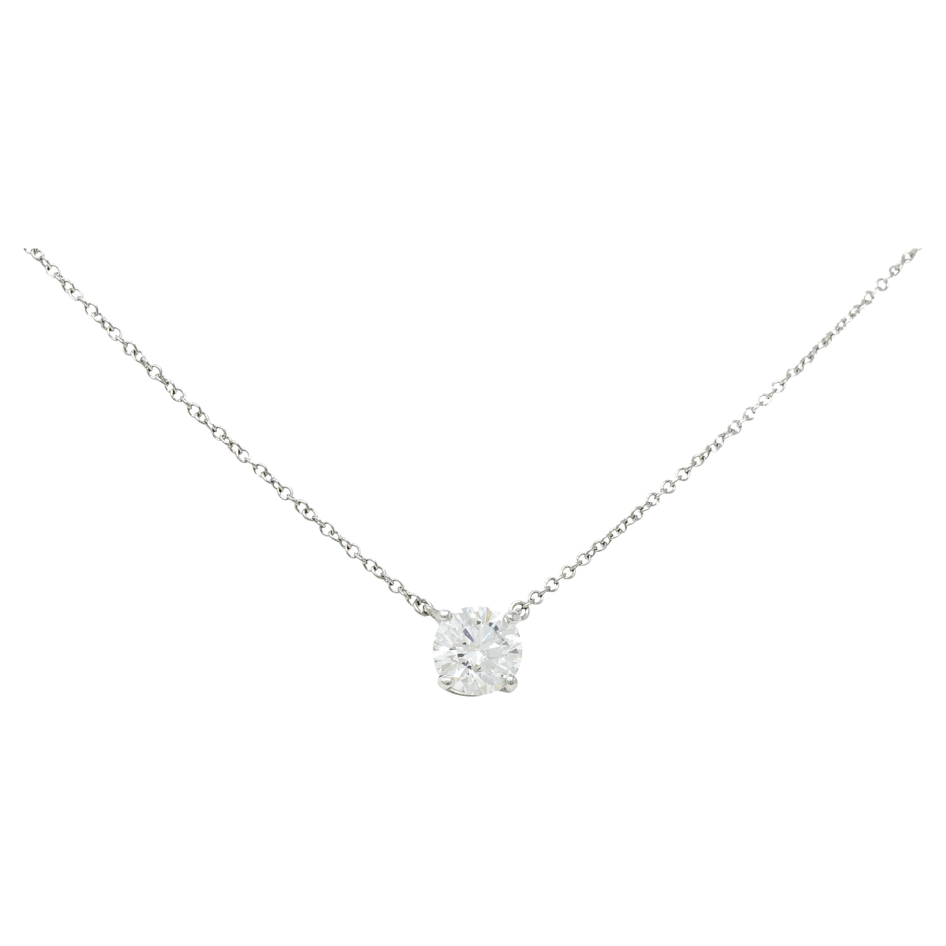 Tiffany & Co. 1.22 Carats Diamond Platinum Solitaire Necklace GIA
