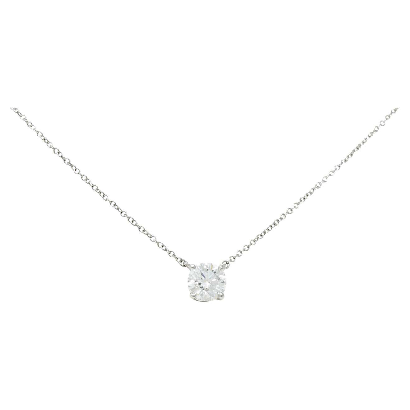 Tiffany and Co. 1.22 Carats Diamond Platinum Solitaire Necklace GIA For ...