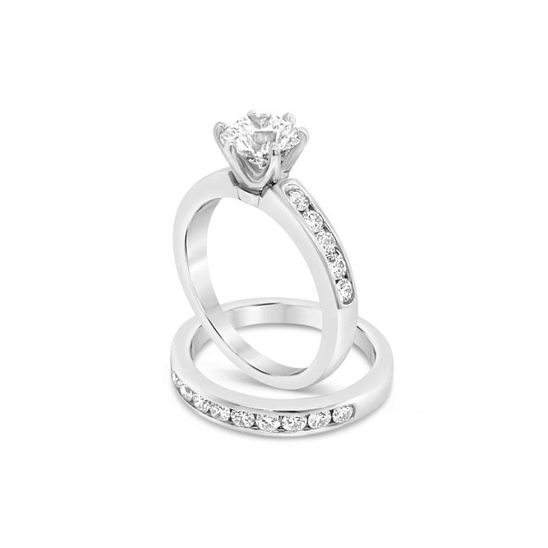 Platin-Hochzeits-Set mit 1,24 Karat rundem Brillant-Diamant von Tiffany & Co. (Rundschliff) im Angebot