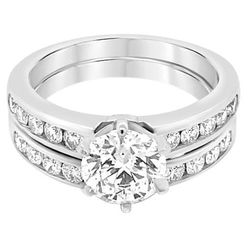 Platin-Hochzeits-Set mit 1,24 Karat rundem Brillant-Diamant von Tiffany & Co. im Angebot