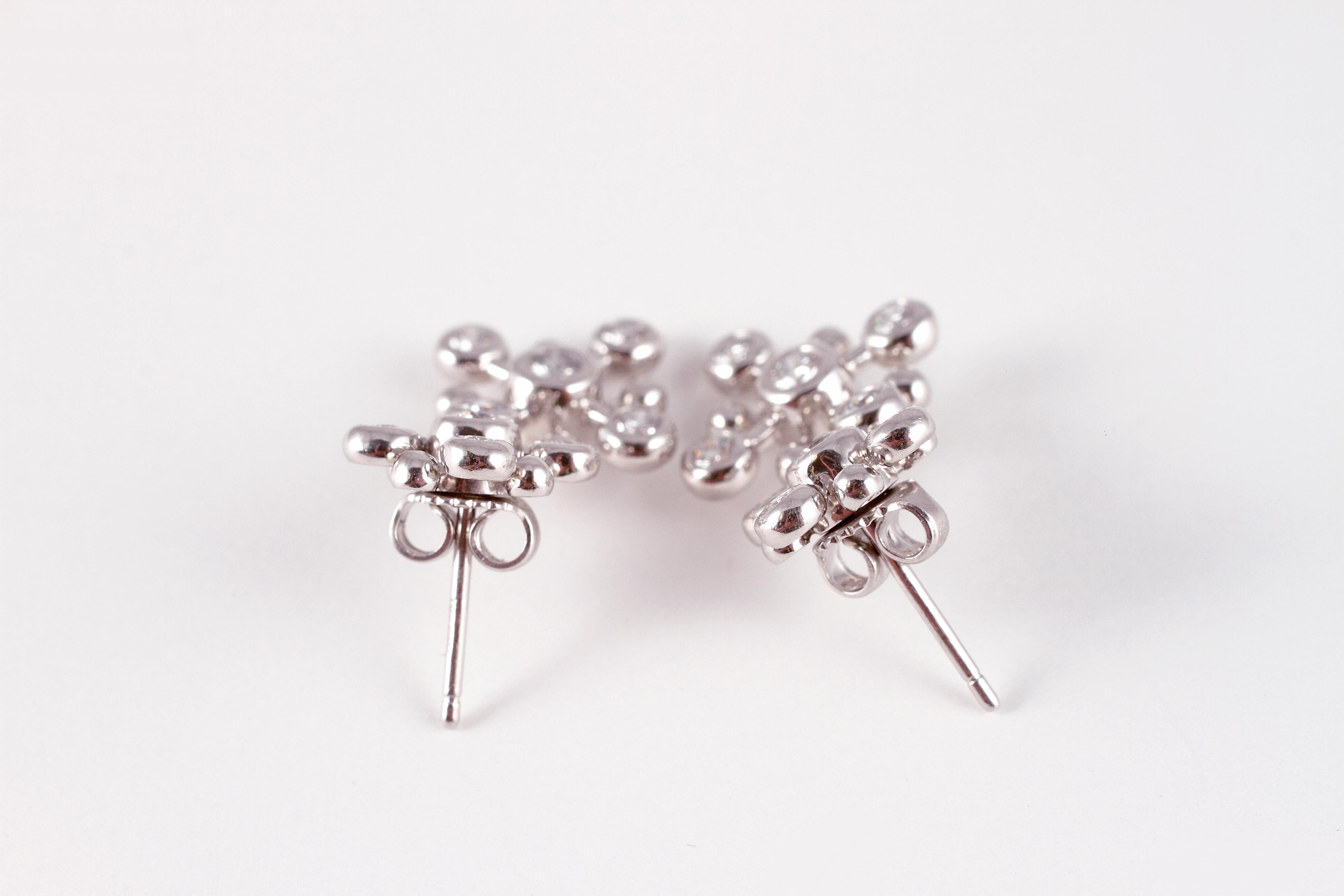 Round Cut Tiffany & Co. 1.25 Carat Diamond Snowflake Earrings in Platinum