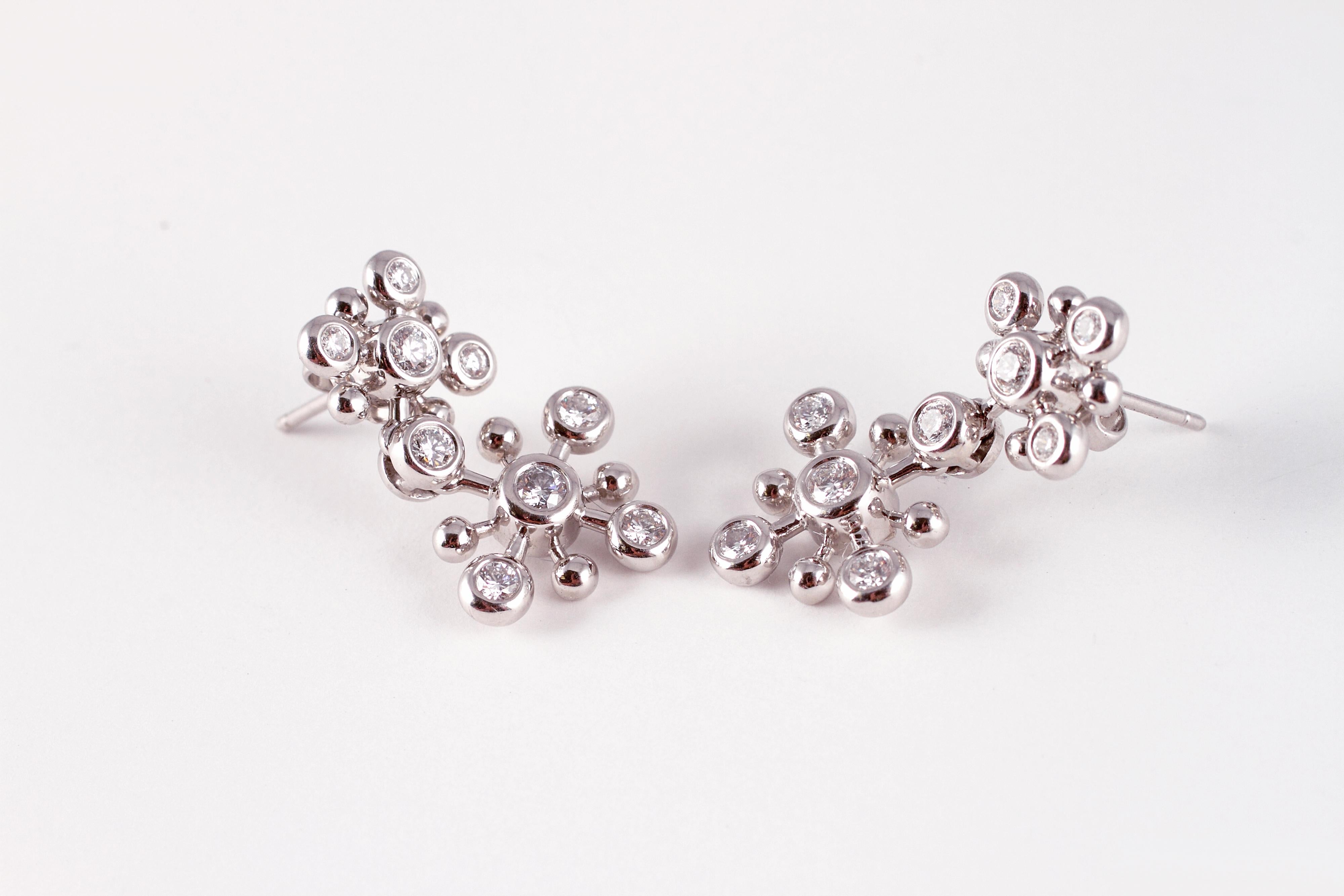 Tiffany & Co. 1.25 Carat Diamond Snowflake Earrings in Platinum In Good Condition In Dallas, TX