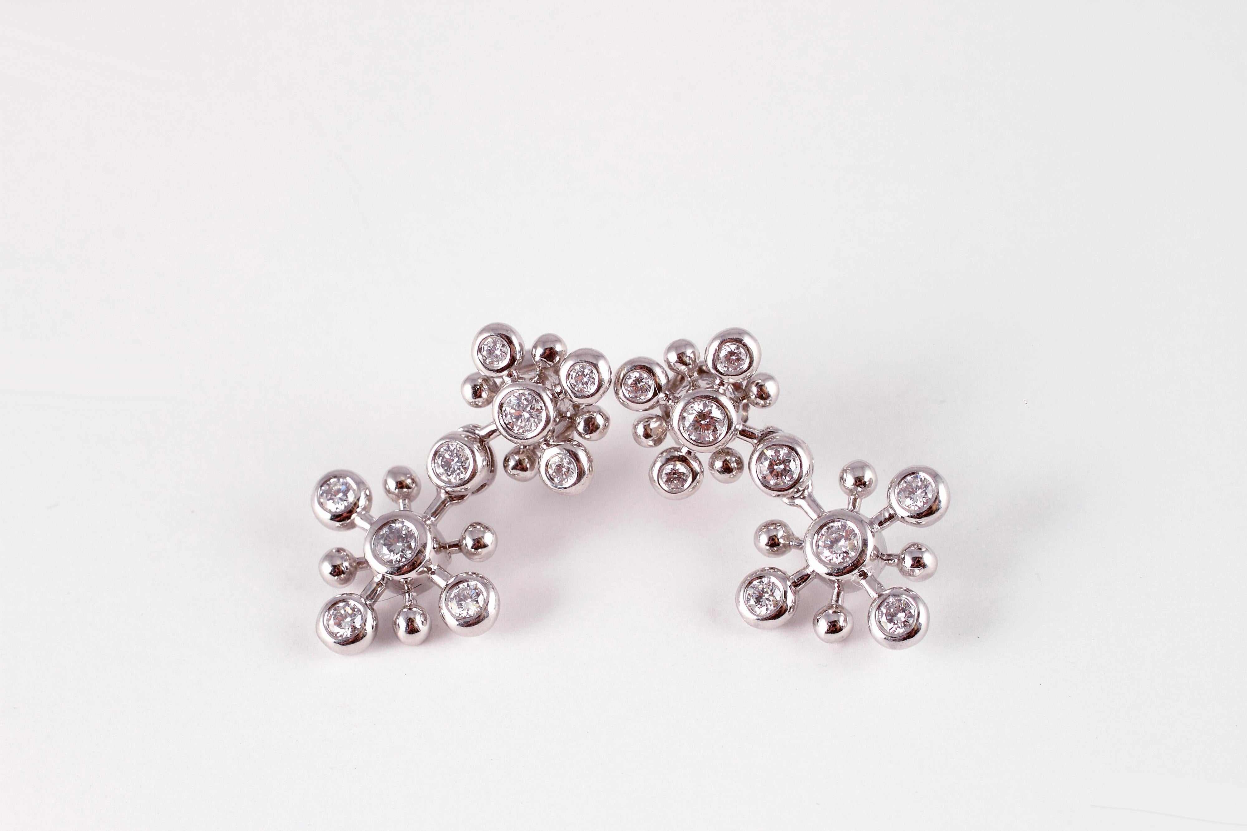 Women's or Men's Tiffany & Co. 1.25 Carat Diamond Snowflake Earrings in Platinum