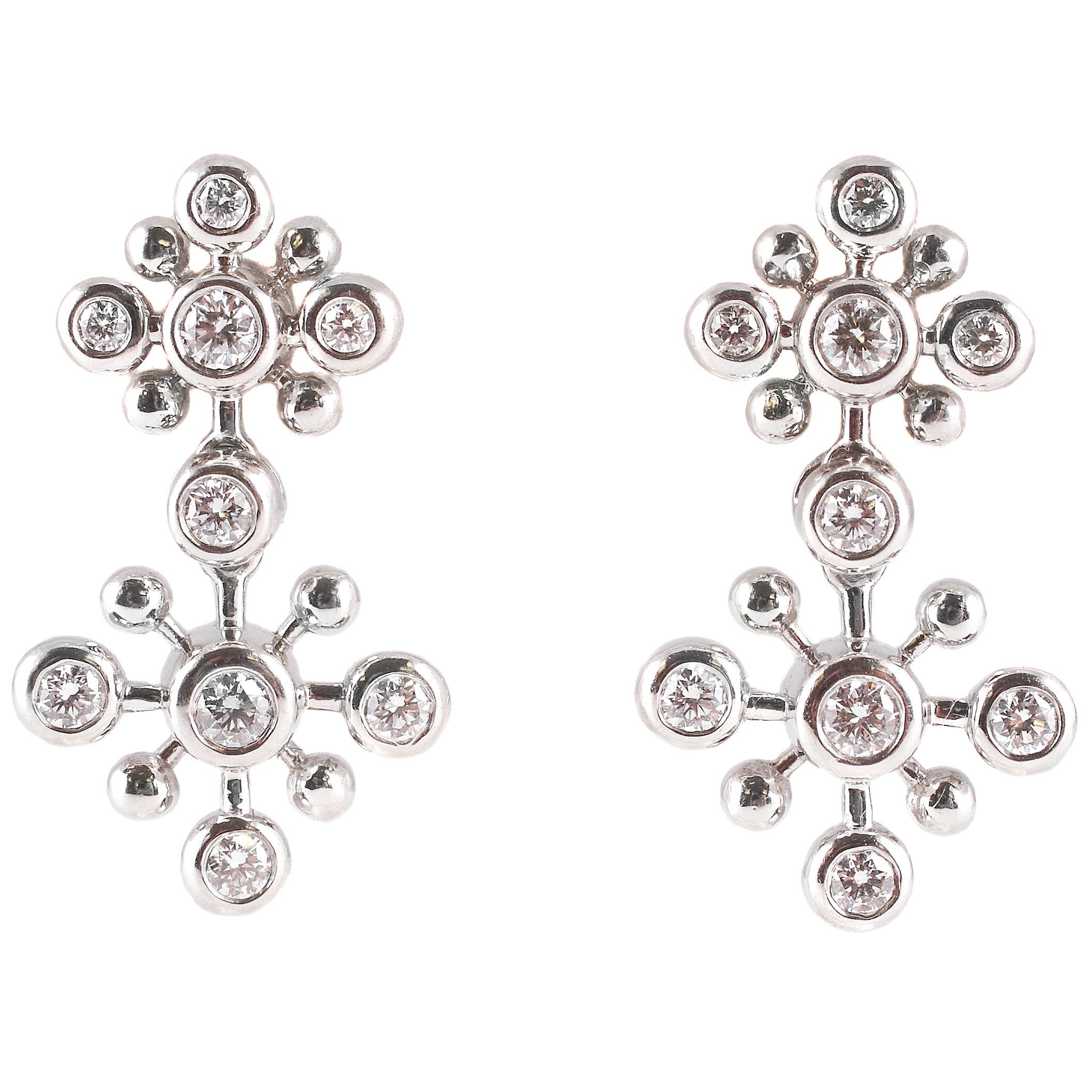 Tiffany & Co. 1.25 Carat Diamond Snowflake Earrings in Platinum For Sale