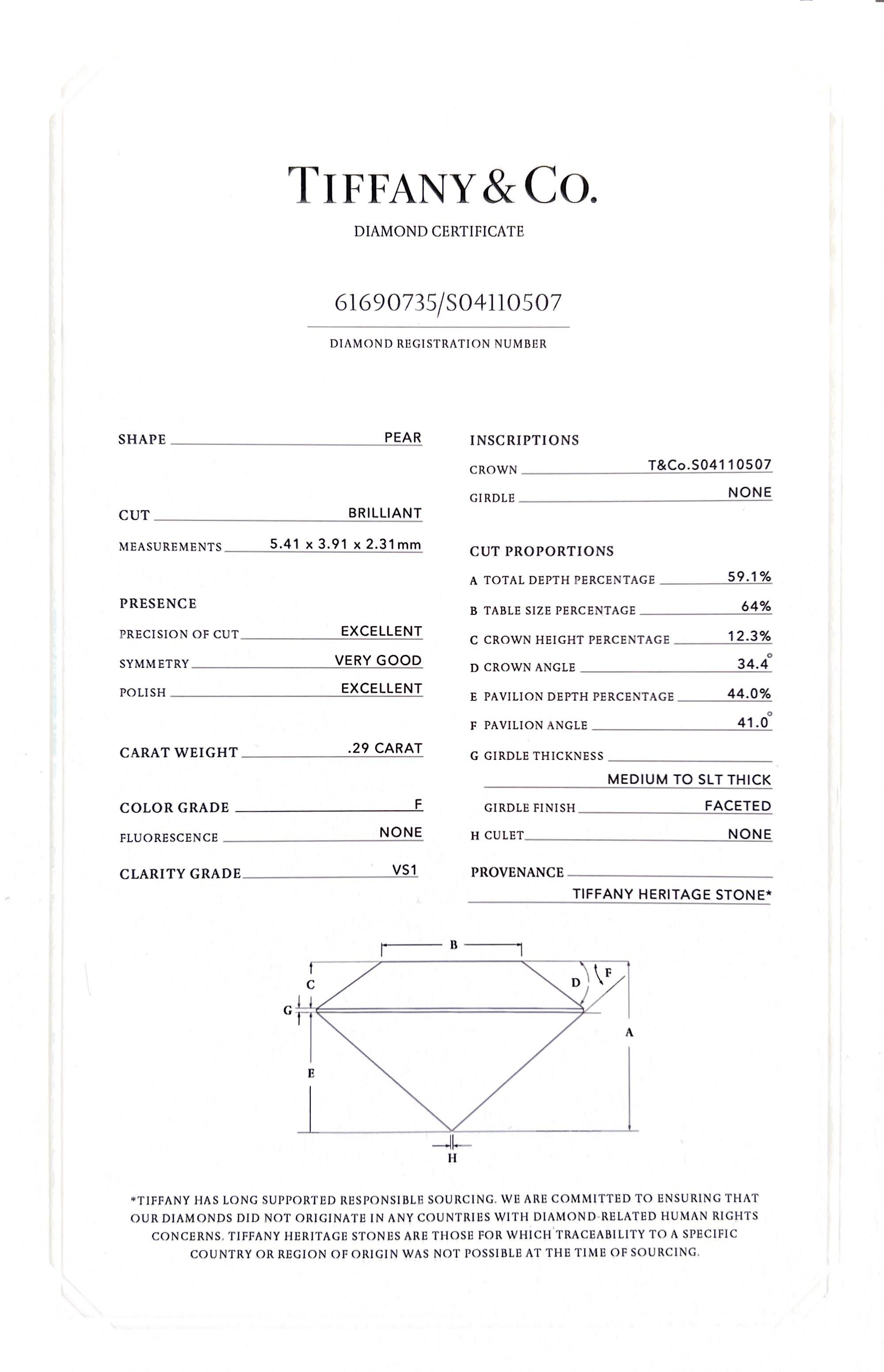 Tiffany & Co. 1,25 Karat. F/VS1 Verlobungsring aus Platin mit Diamant und Platin im Angebot 5