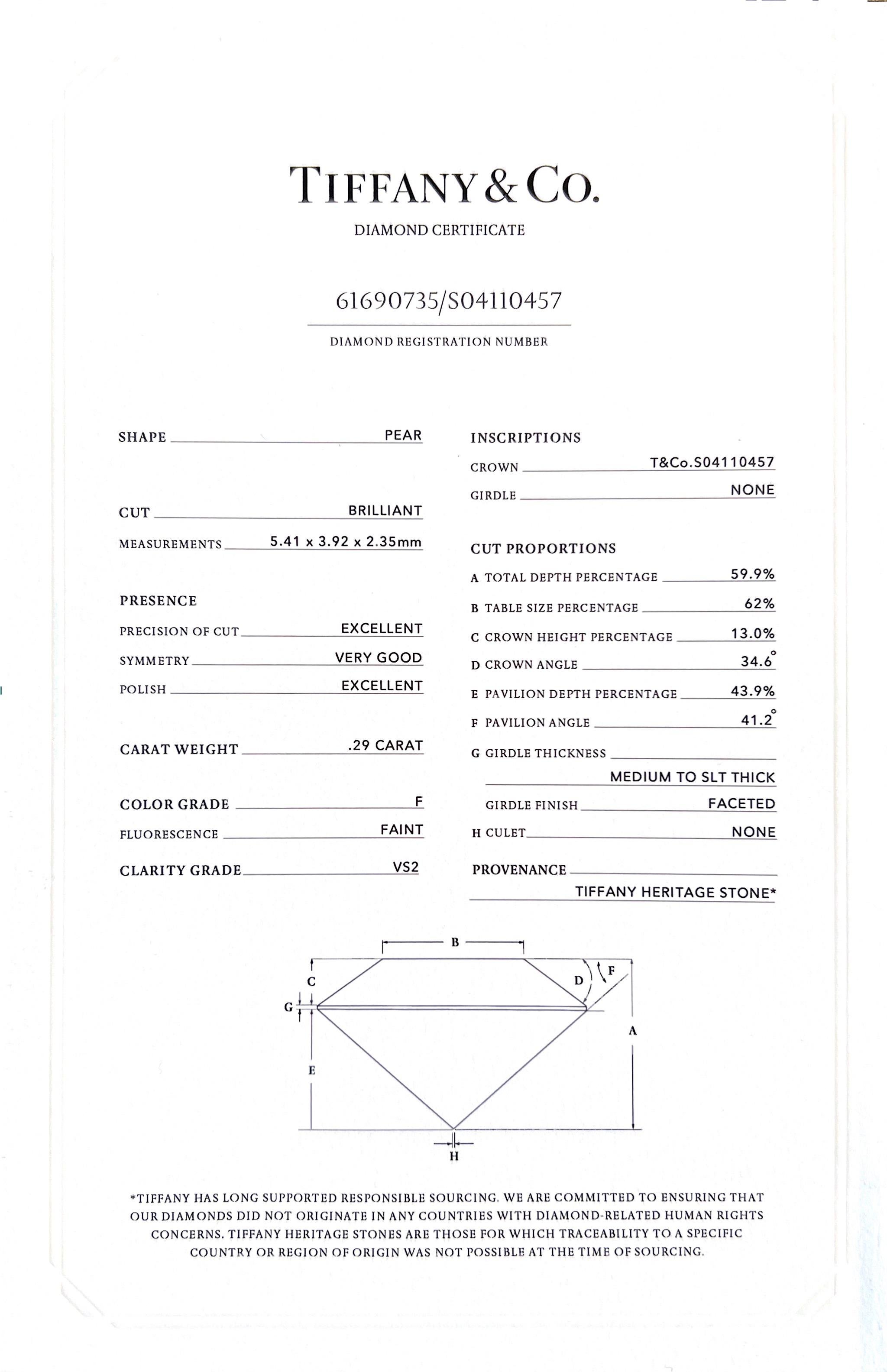 Tiffany & Co. 1,25 Karat. F/VS1 Verlobungsring aus Platin mit Diamant und Platin im Angebot 4