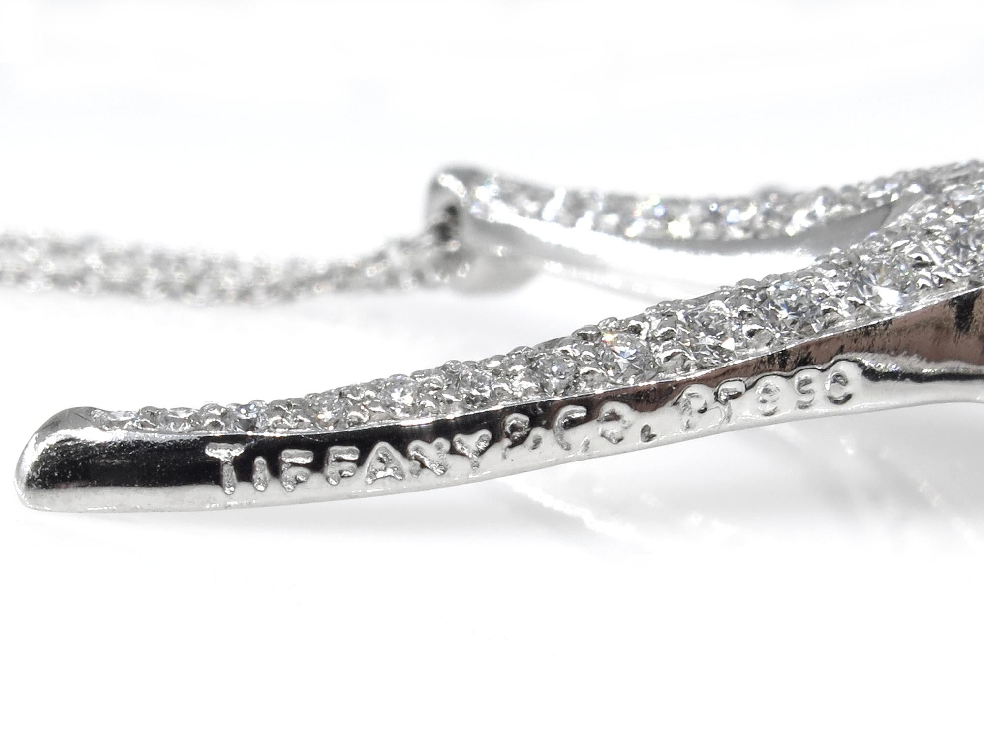 Tiffany & Co 1.25ct Starfish Pave Diamond Platinum Pendant Necklace Elsa Peretti 5