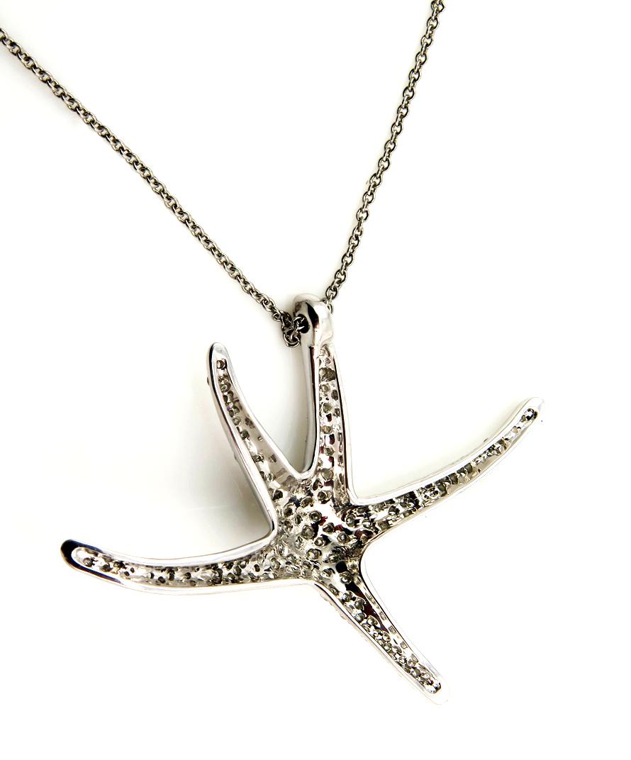 Tiffany & Co 1.25ct Starfish Pave Diamond Platinum Pendant Necklace Elsa Peretti 7
