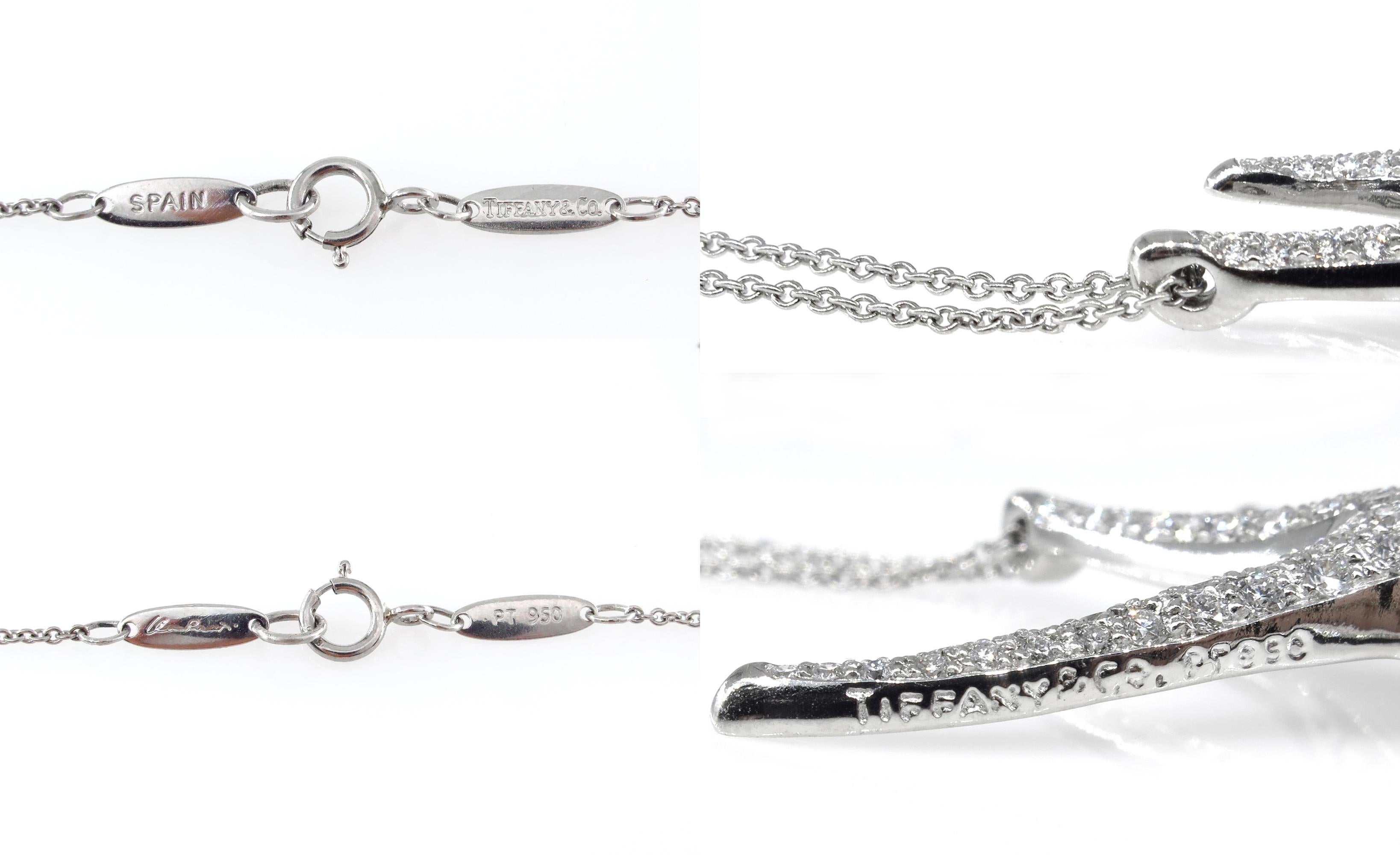 Tiffany & Co 1.25ct Starfish Pave Diamond Platinum Pendant Necklace Elsa Peretti 8