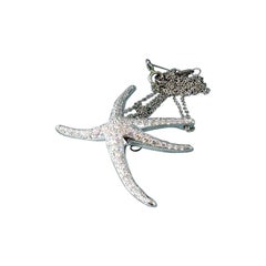 Tiffany & Co 1.25ct Starfish Pave Diamond Platinum Pendant Necklace Elsa Peretti