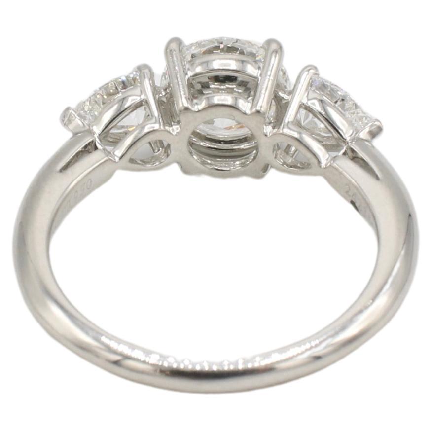 Round Cut Tiffany & Co. 1.26 CT Round E VVS2 Natural Diamond Three-Stone Engagement Ring