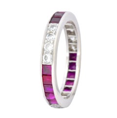 Tiffany & Co. 1.26 Carat Diamond Ruby Platinum Eternity Band, circa 1950s
