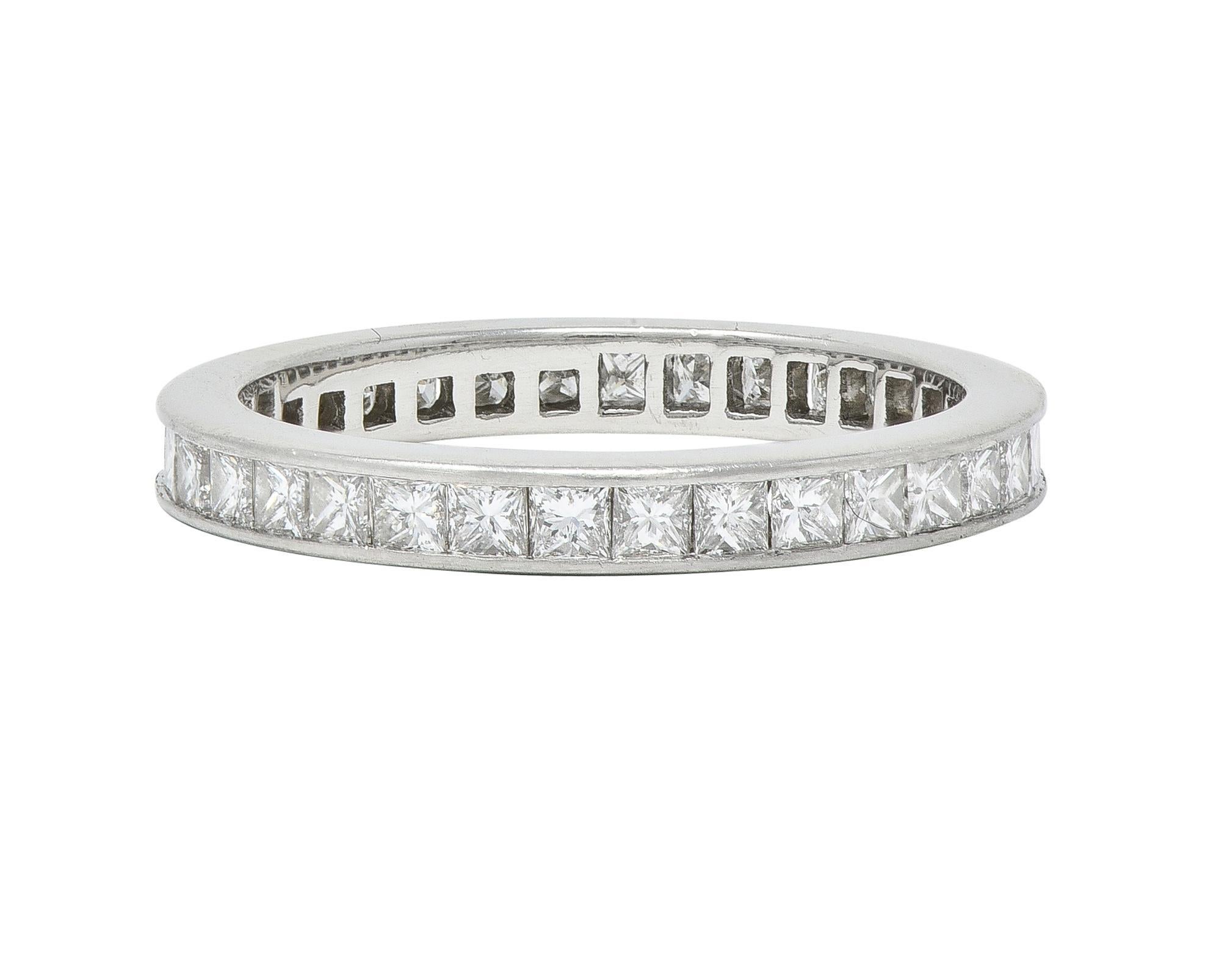 Tiffany & Co. 1.26 CTW Princess Cut Diamond Platinum Eternity Channel Band Ring In Excellent Condition For Sale In Philadelphia, PA