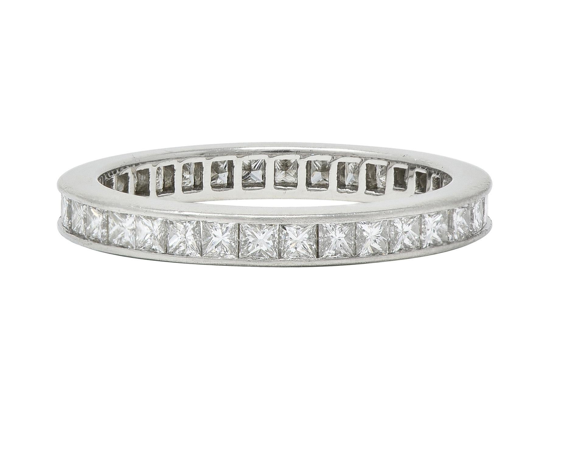 Women's or Men's Tiffany & Co. 1.26 CTW Princess Cut Diamond Platinum Eternity Channel Band Ring For Sale