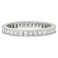 Memoryring aus Platin mit 1.26 Karat Diamant im Prinzessinnenschliff von Tiffany & Co. und Platin