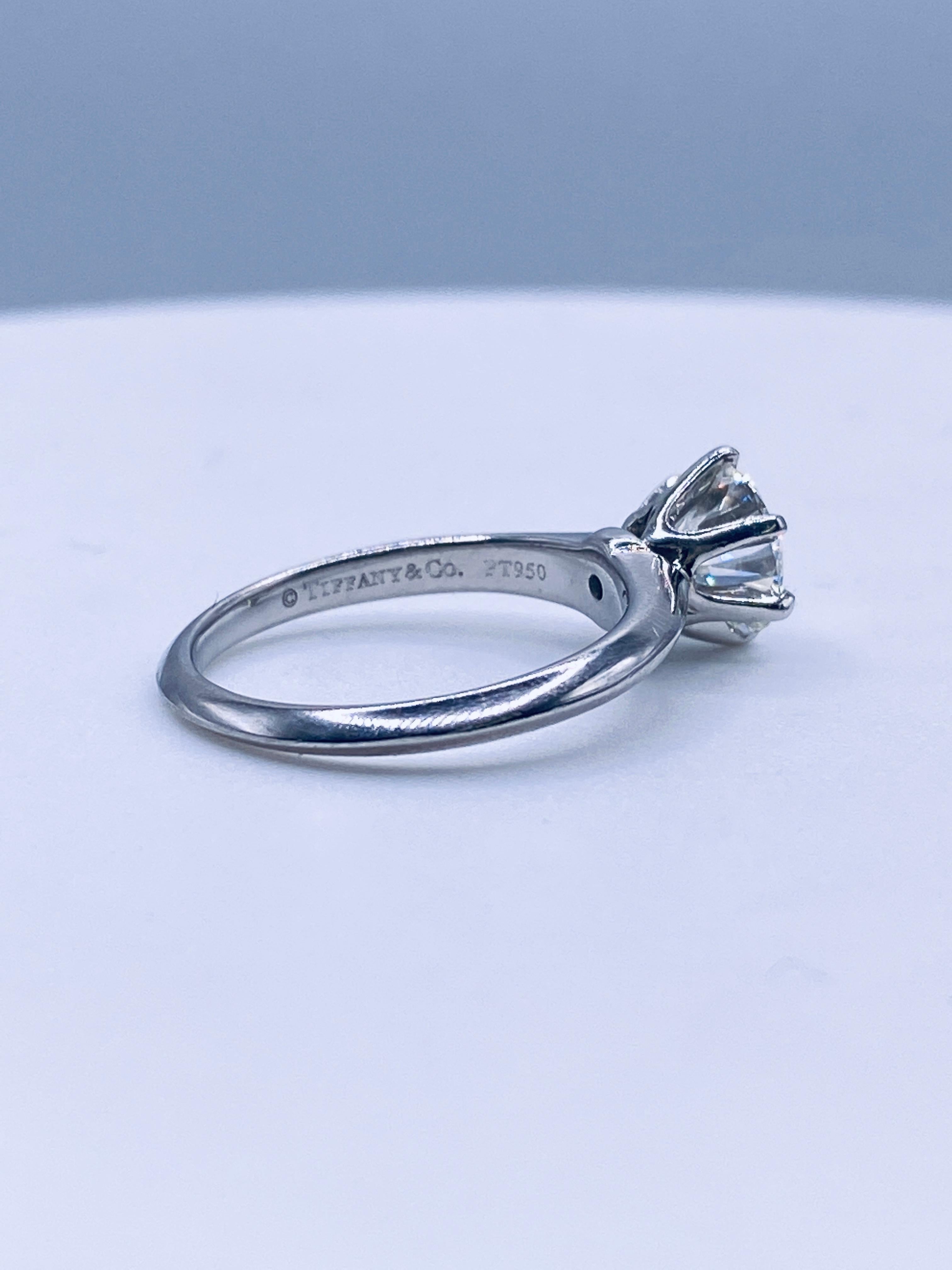 Brilliant Cut Tiffany & Co 1.27 Carat Diamond Solitaire Engagement Ring