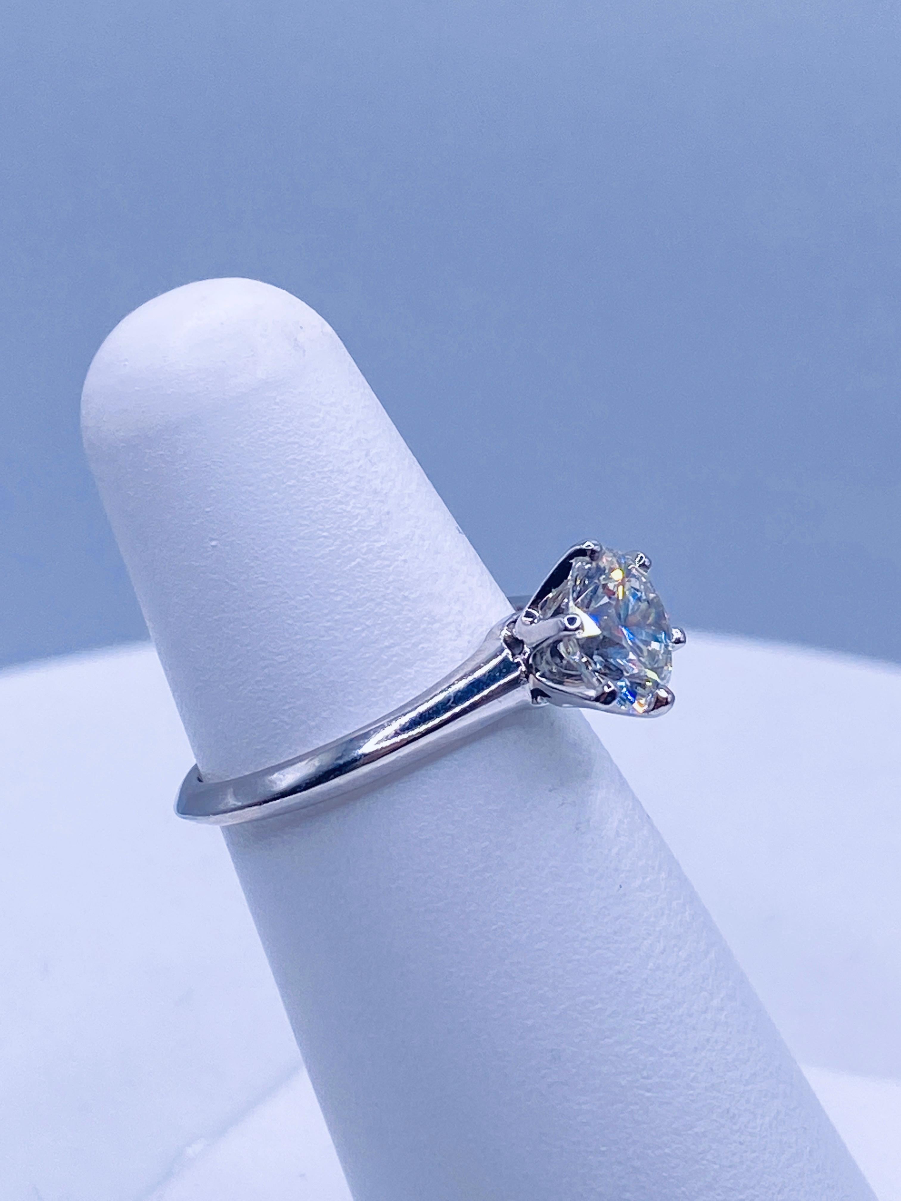 Tiffany & Co 1.27 Carat Diamond Solitaire Engagement Ring In Good Condition In DALLAS, TX