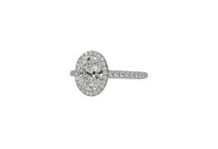 Tiffany & Co. 1.27 Carat G VS1 Oval Diamond Soleste Halo Solitaire Ring